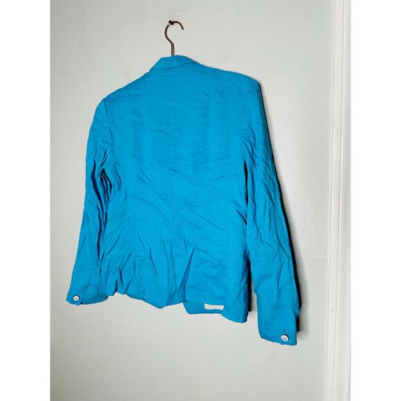 RAG & BONE Blue Linen Front Button Closure Fletcher Linen Blazer Coat Size 10 - Picture 10 of 16